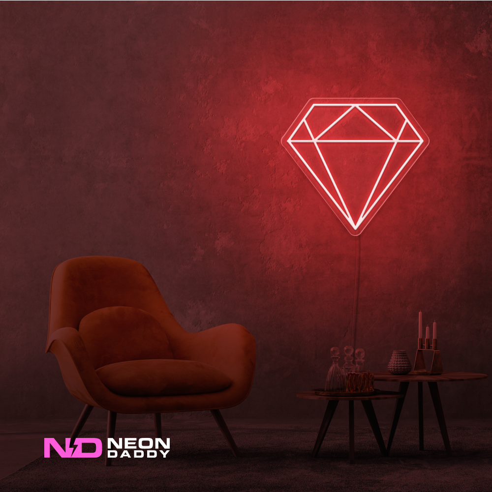 Color: Red 'Diamond' LED Neon Sign - Affordable Neon Signs