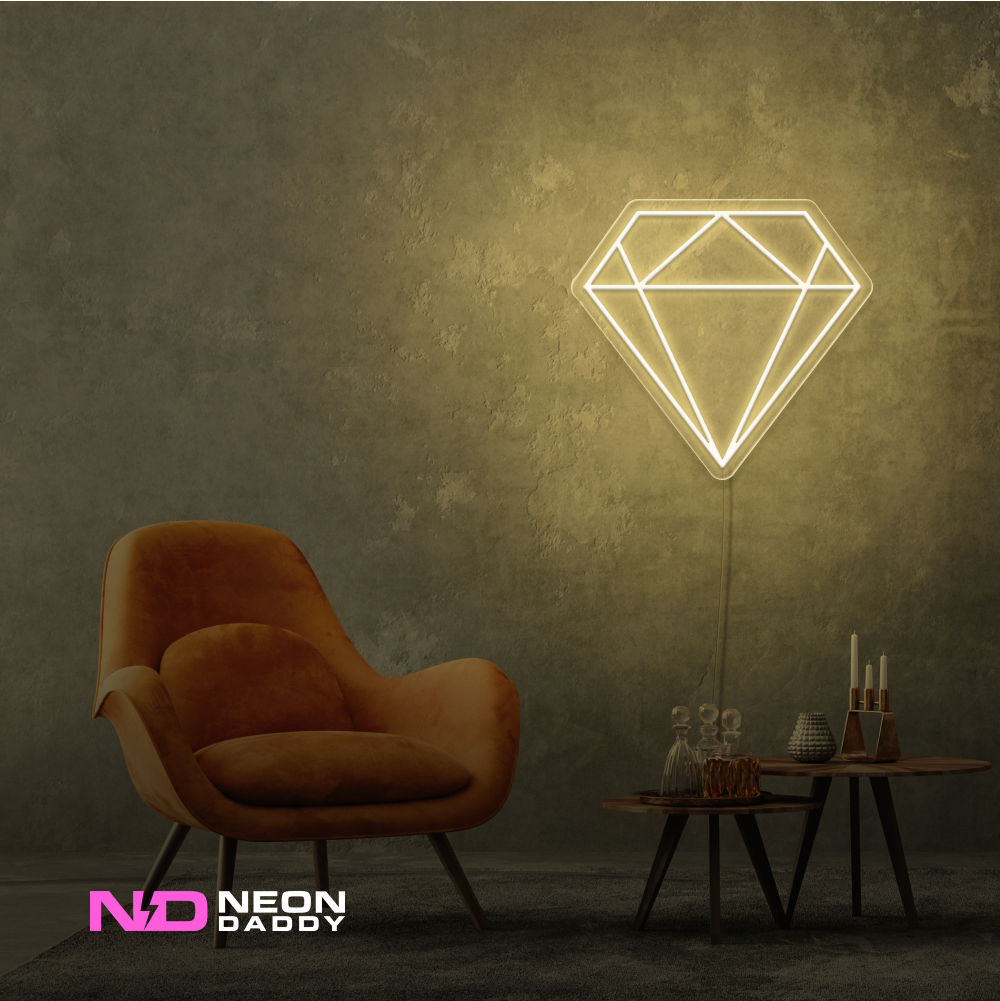 Color: Warm White 'Diamond' LED Neon Sign - Affordable Neon Signs