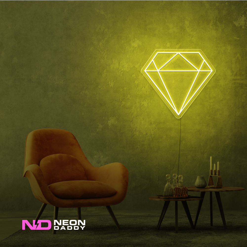 Color: Yellow 'Diamond' LED Neon Sign - Affordable Neon Signs