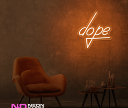 Color: Orange 'Dope' LED Neon Sign - Affordable Neon Signs