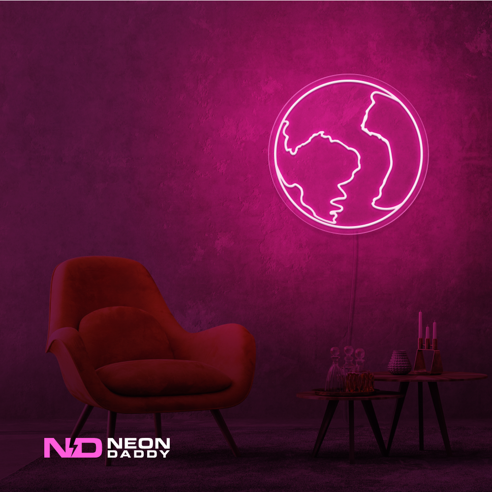 Color: Hot Pink Earth LED Neon Sign