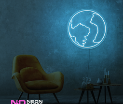 Color: Light Blue Earth LED Neon Sign