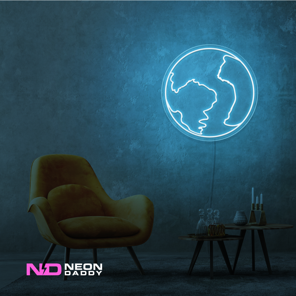 Color: Light Blue Earth LED Neon Sign