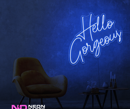 Color: Blue 'Hello Gorgeous' LED Neon Sign - Affordable Neon Signs