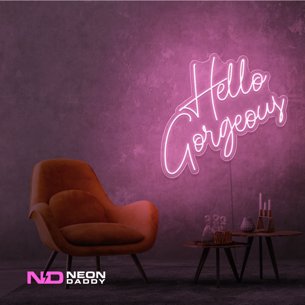 Color: Light Pink 'Hello Gorgeous' LED Neon Sign - Affordable Neon Signs