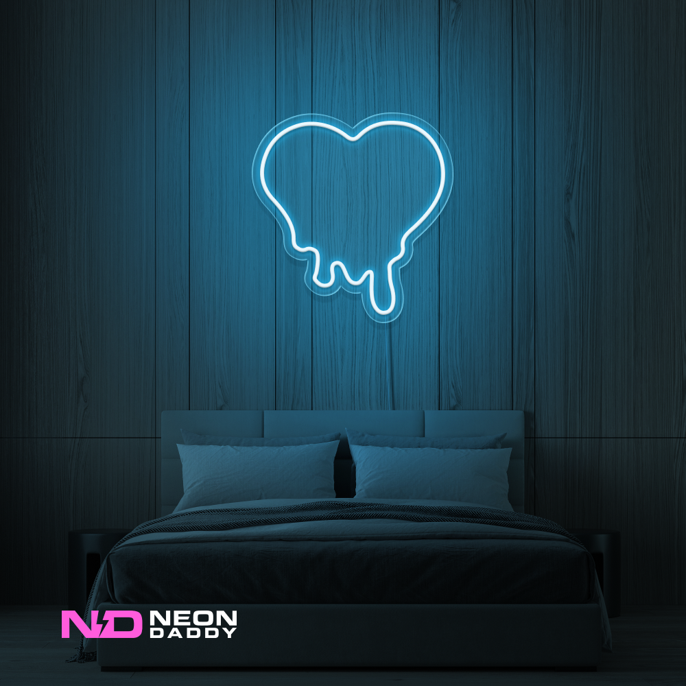 Color: Light Blue 'Melting Heart' - LED Neon Sign - Affordable Neon Signs