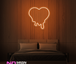 Color: Orange 'Melting Heart' - LED Neon Sign - Affordable Neon Signs