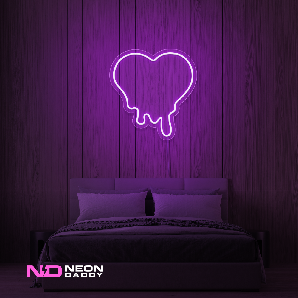 Color: Purple 'Melting Heart' - LED Neon Sign - Affordable Neon Signs