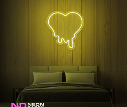 Color: Yellow 'Melting Heart' - LED Neon Sign - Affordable Neon Signs