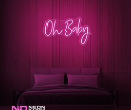 Color: Hot Pink 'Oh Baby' - LED Neon Sign - Event Neon Signs