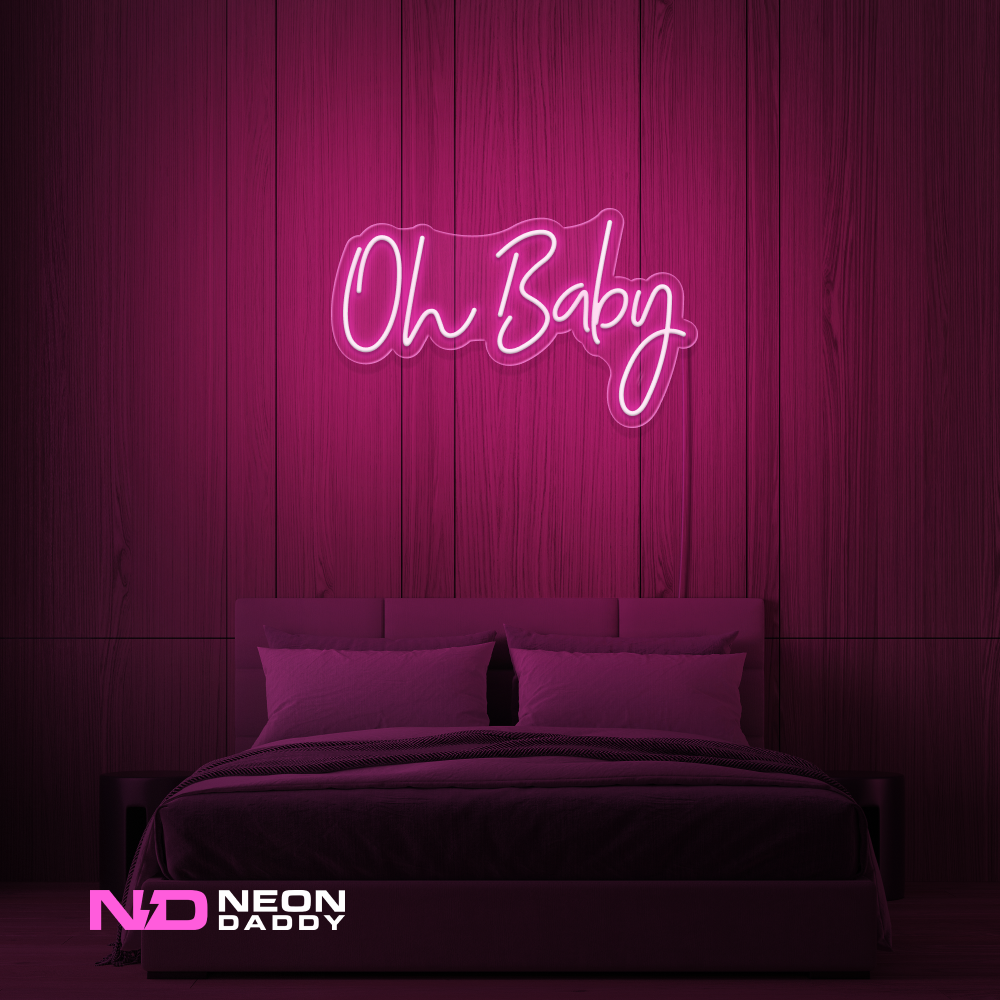 Color: Hot Pink 'Oh Baby' - LED Neon Sign - Event Neon Signs