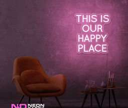Color: Light Pink This Is Our Happy Place LED Neon Sign