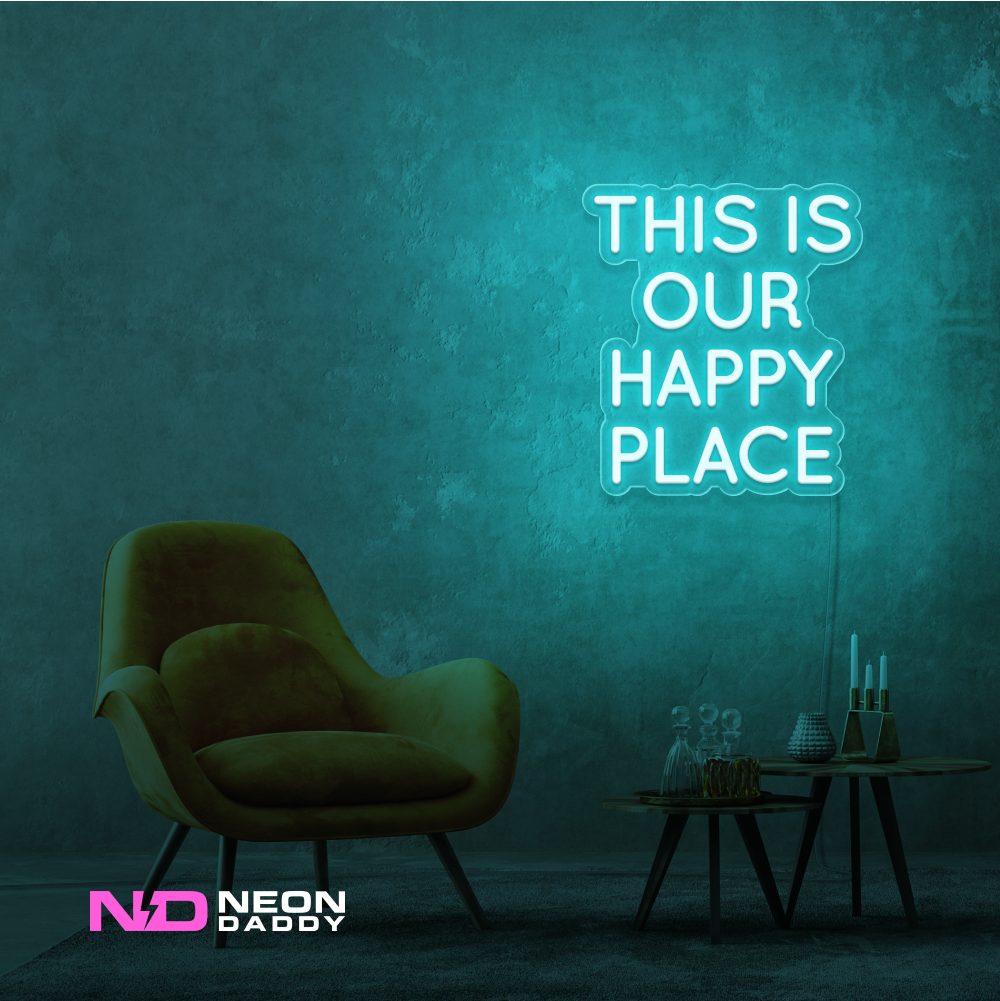 Color: Mint Green This Is Our Happy Place LED Neon Sign