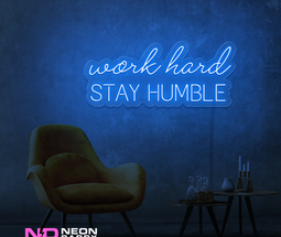 Color: Blue 'Work Hard Stay Humble' - Affordable Neon Signs