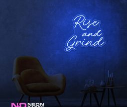 Color: Blue 'Rise and Grind' LED Neon Sign