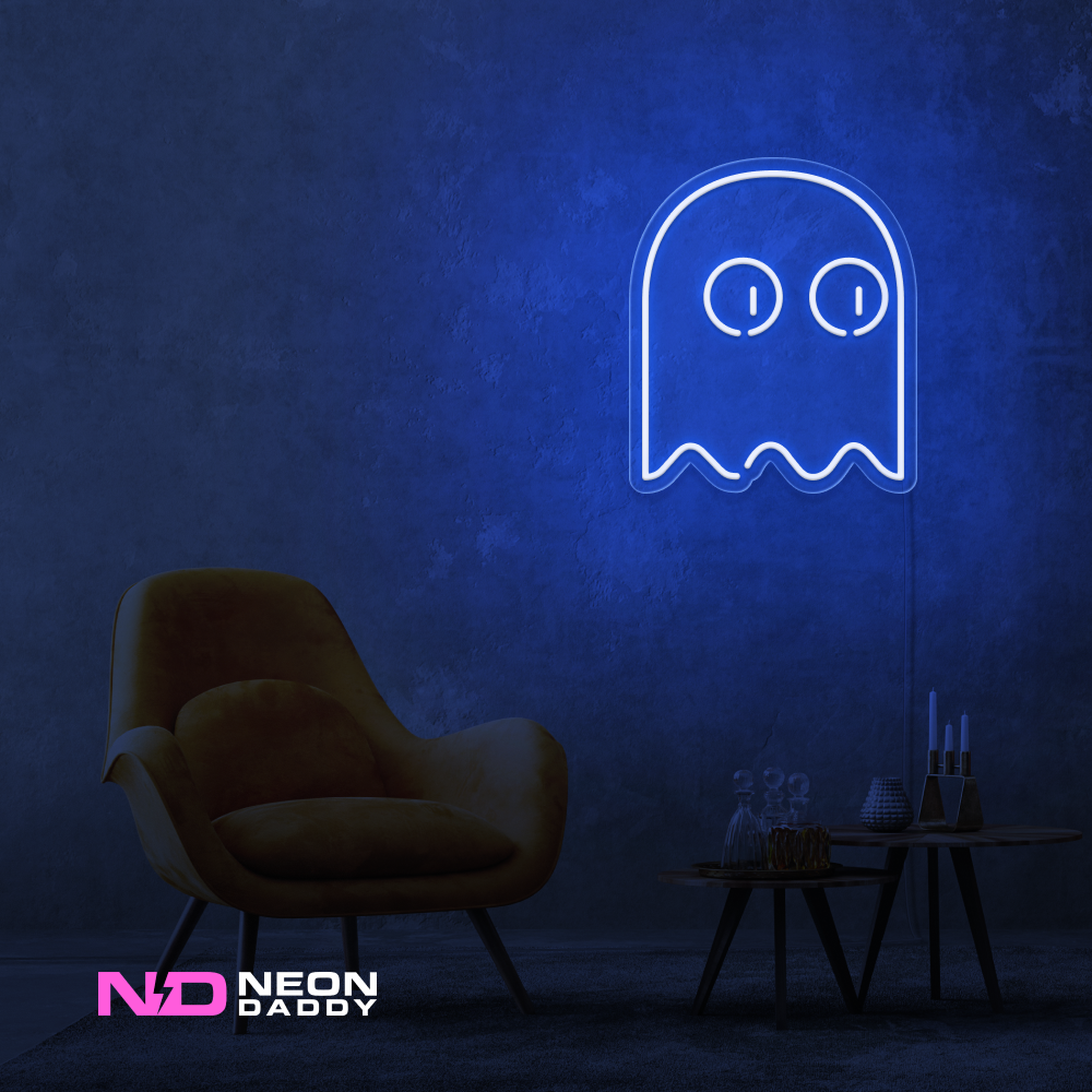 Color: Blue Ghost Pacman LED Neon Sign