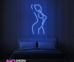 Color: Blue 'Female Pose' LED Neon Sign - Affordable Neon Signs