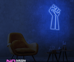 Color: Blue 'Raised Fist' - LED Neon Sign - Affordable Neon Signs
