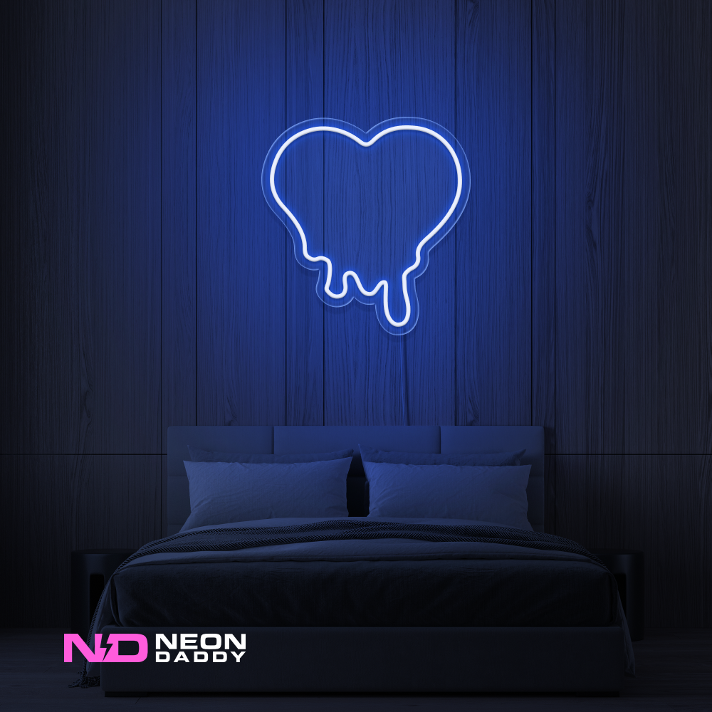 Color: Blue 'Melting Heart' - LED Neon Sign - Affordable Neon Signs