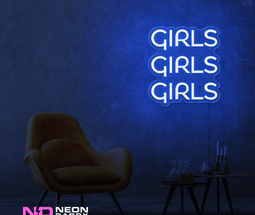 Color: Blue Girls Girls Girls LED Neon Sign