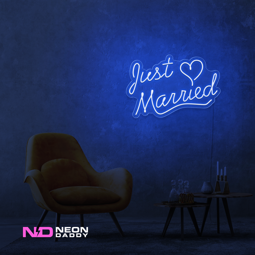 Color: Blue Just Married LED Neon Sign - Wedding Neon Signs