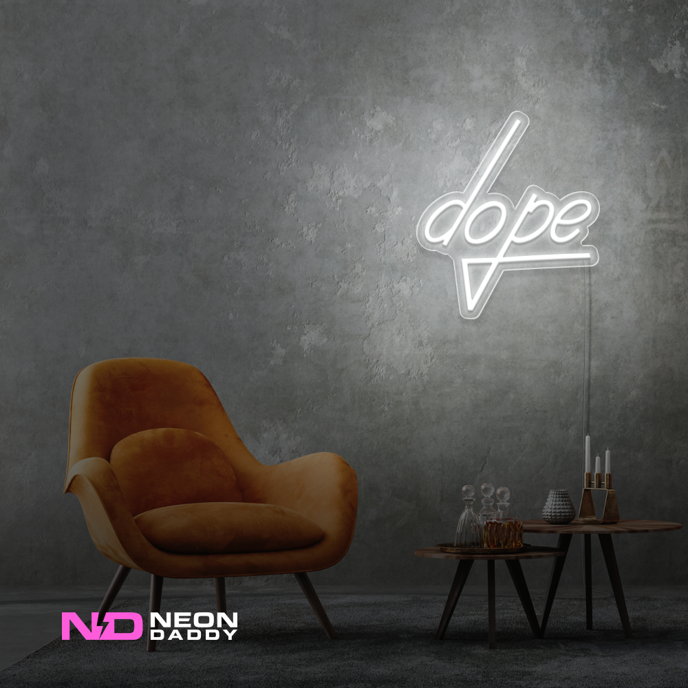 Color: White 'Dope' LED Neon Sign - Affordable Neon Signs