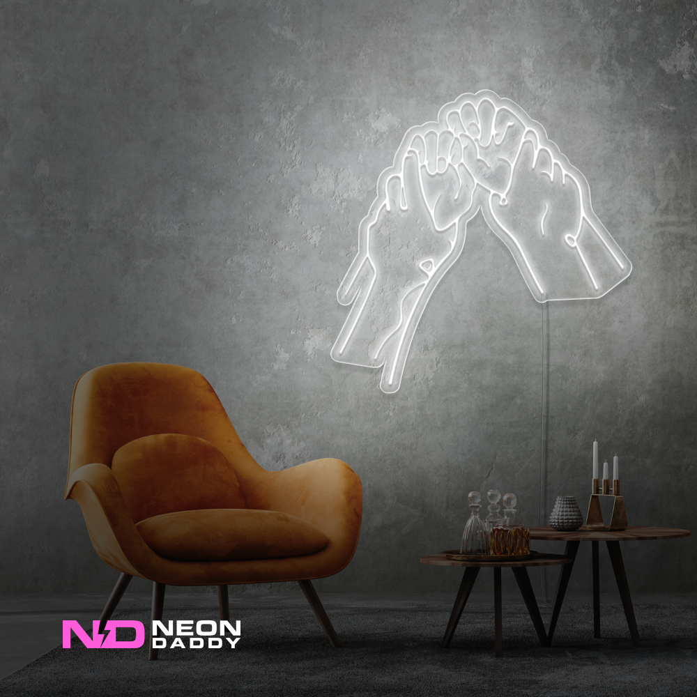 Color: White 'Naughty Hands' LED Neon Sign - Boujee Neon Signs