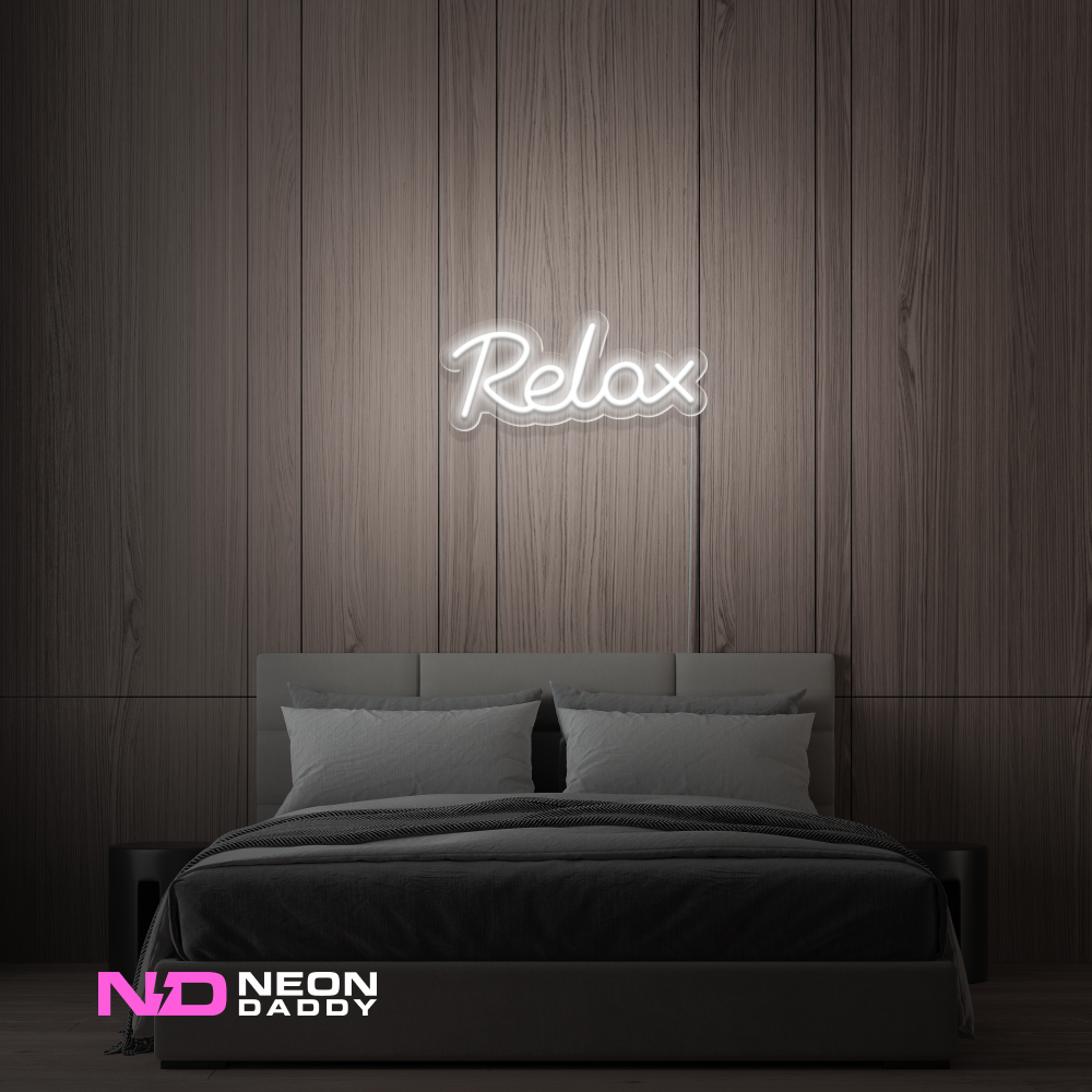 Color: White 'Relax' - LED Neon Sign - Affordable Neon Signs