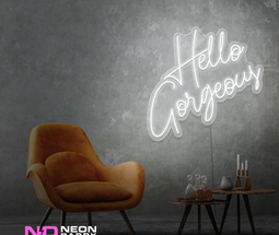 Color: White 'Hello Gorgeous' LED Neon Sign - Affordable Neon Signs