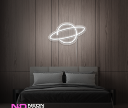 Color: White 'Planet Neptune' - LED Neon Sign - Space Neon Signs