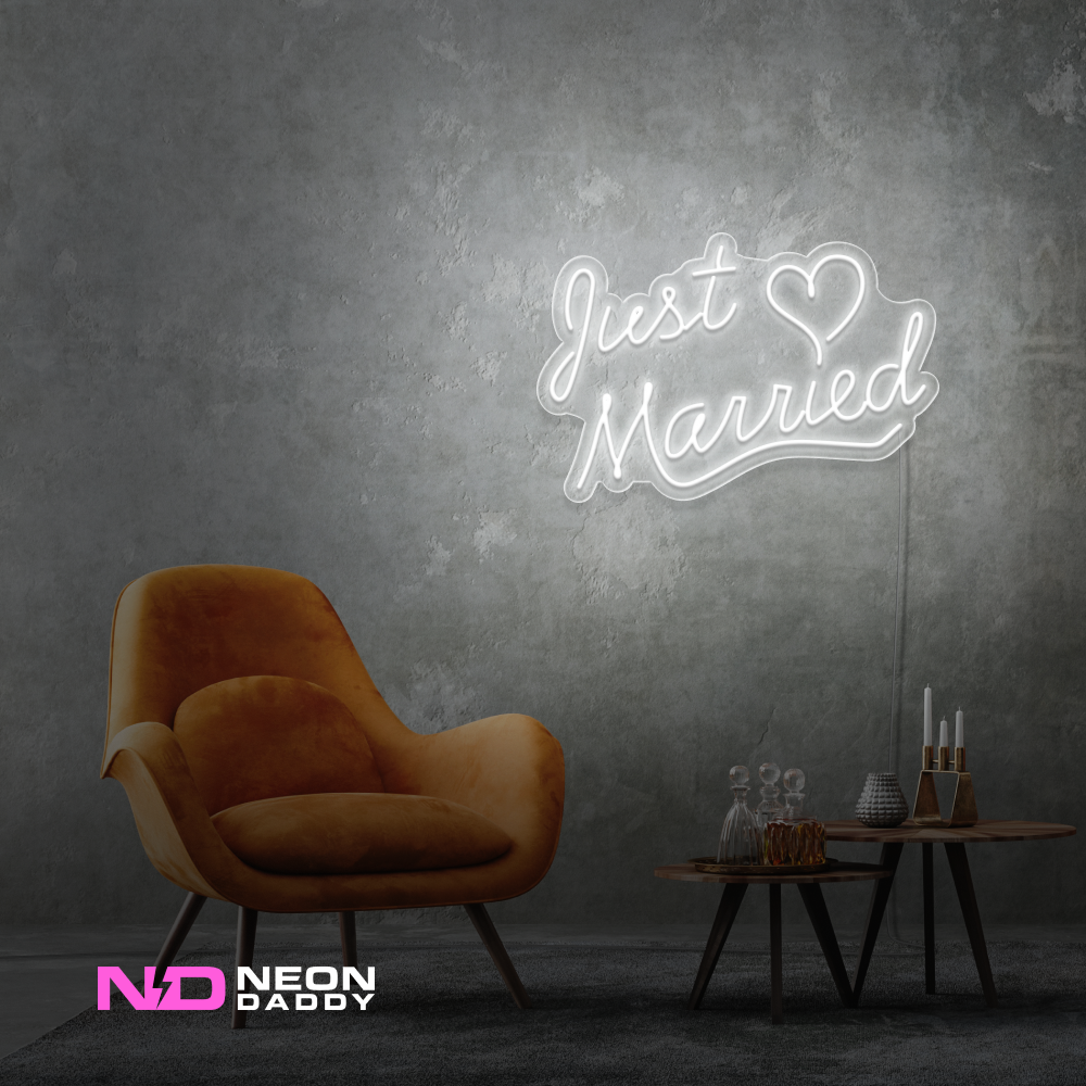 Color: White Just Married LED Neon Sign - Wedding Neon Signs