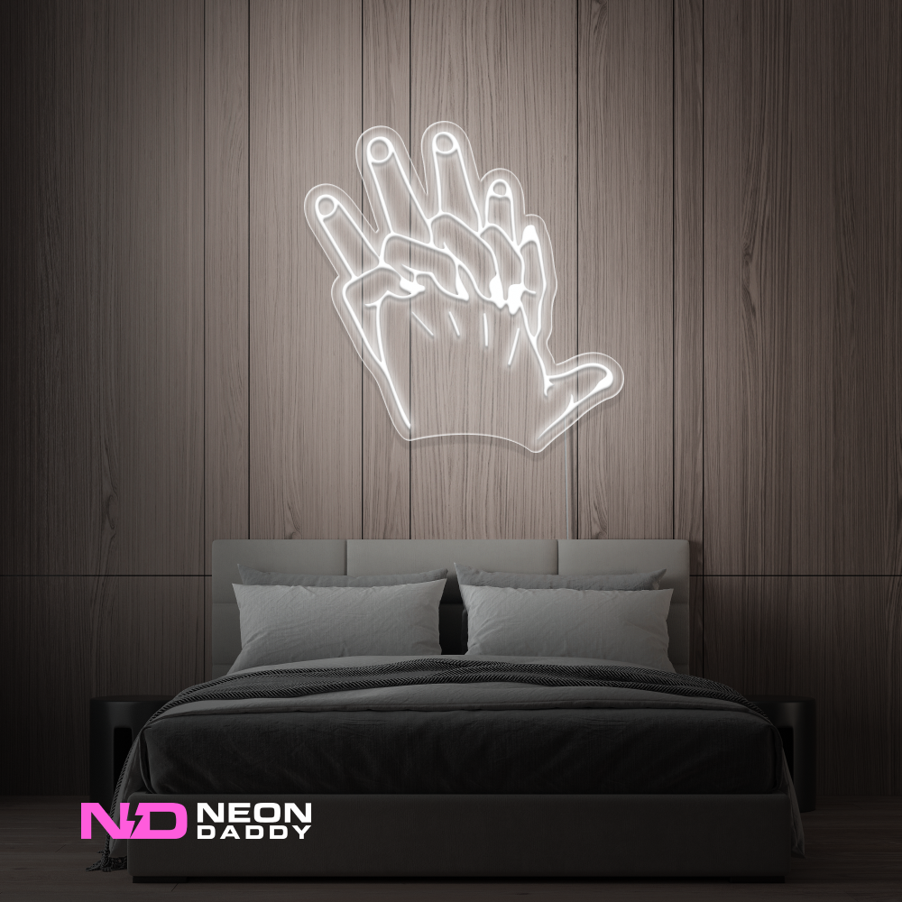 Color: White 'Hand Holding' LED Neon Sign - Romantic Neon Signs