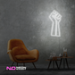 Color: White 'Raised Fist' - LED Neon Sign - Affordable Neon Signs