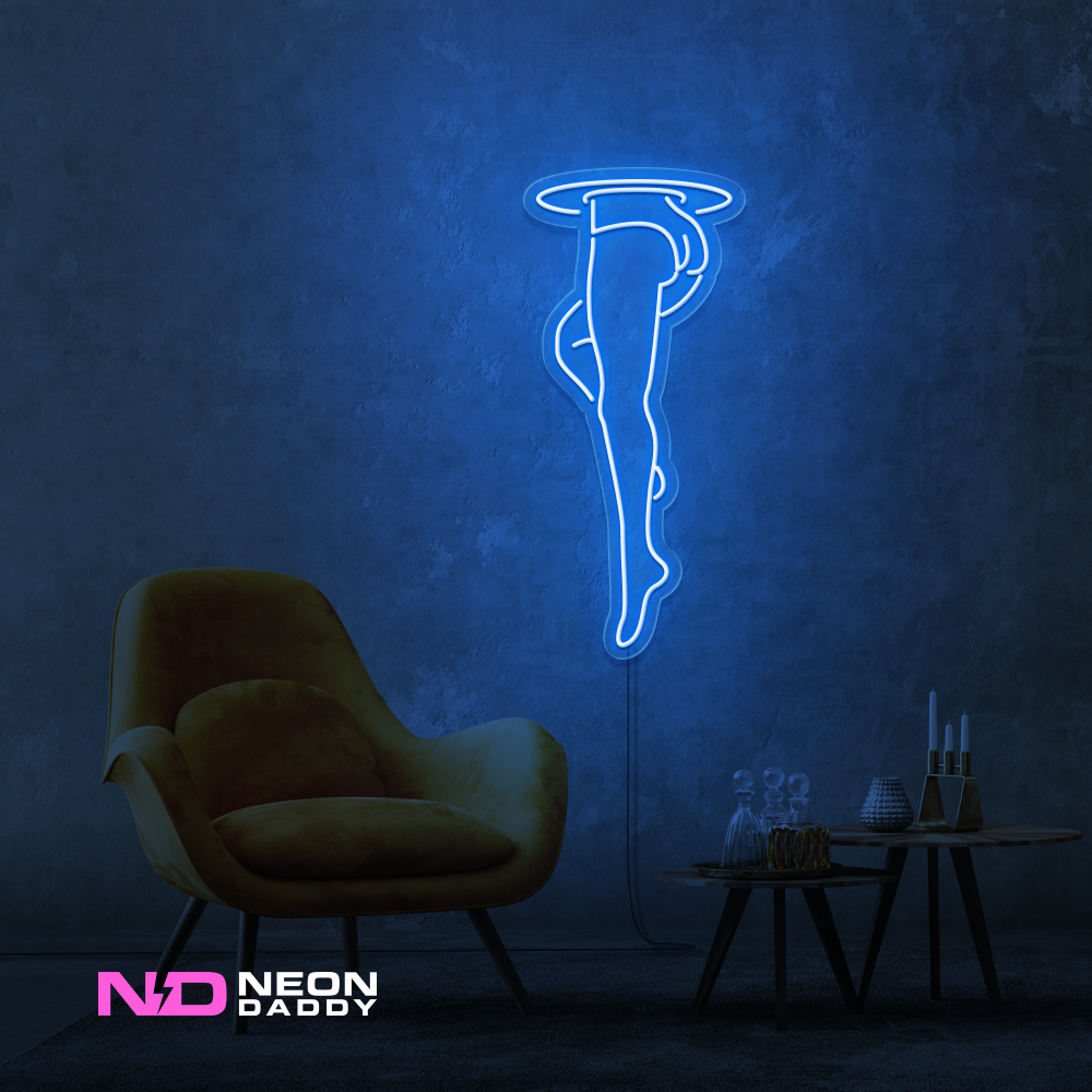 Color: Blue 'Womans Legs Portal' - LED Neon Sign - Affordable Neon Signs