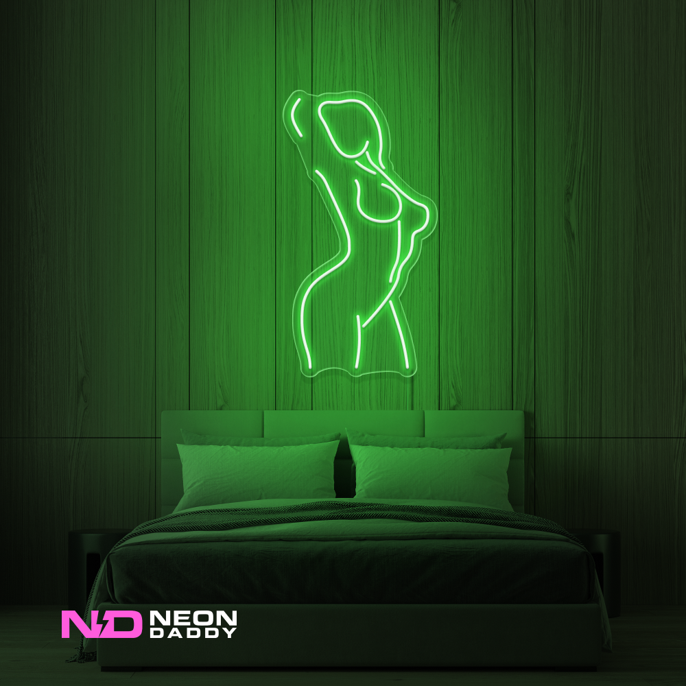Color: Green 'Female Pose' LED Neon Sign - Affordable Neon Signs