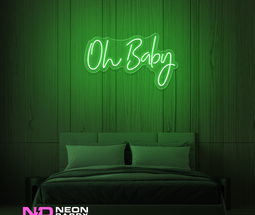 Color: Green 'Oh Baby' - LED Neon Sign - Event Neon Signs