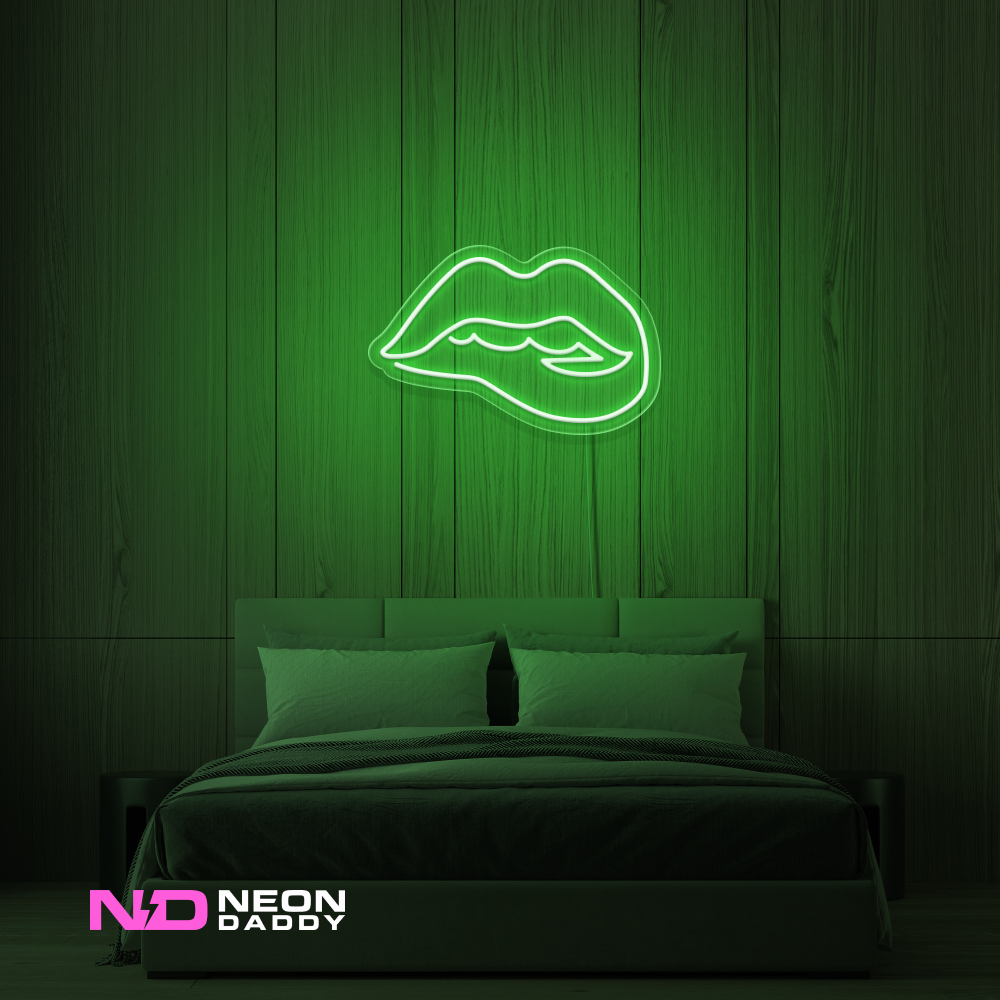 Color: Green 'Lips' - LED Neon Sign - Affordable Neon Signs