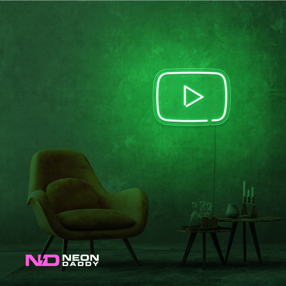 Color: Green 'Youtube' - LED Neon Sign - Affordable Neon Signs