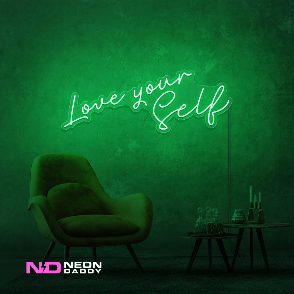 Color: Green 'Love Yourself' - LED Neon Sign - Affordable Neon Signs