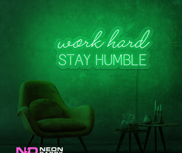 Color: Green 'Work Hard Stay Humble' - Affordable Neon Signs