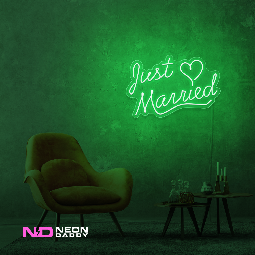Color: Green Just Married LED Neon Sign - Wedding Neon Signs