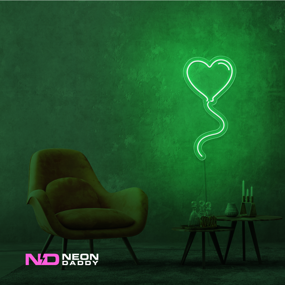 Color: Green 'Love Balloon' - LED Neon Sign - Affordable Neon Signs