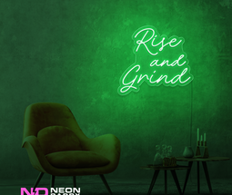Color: Green 'Rise and Grind' LED Neon Sign