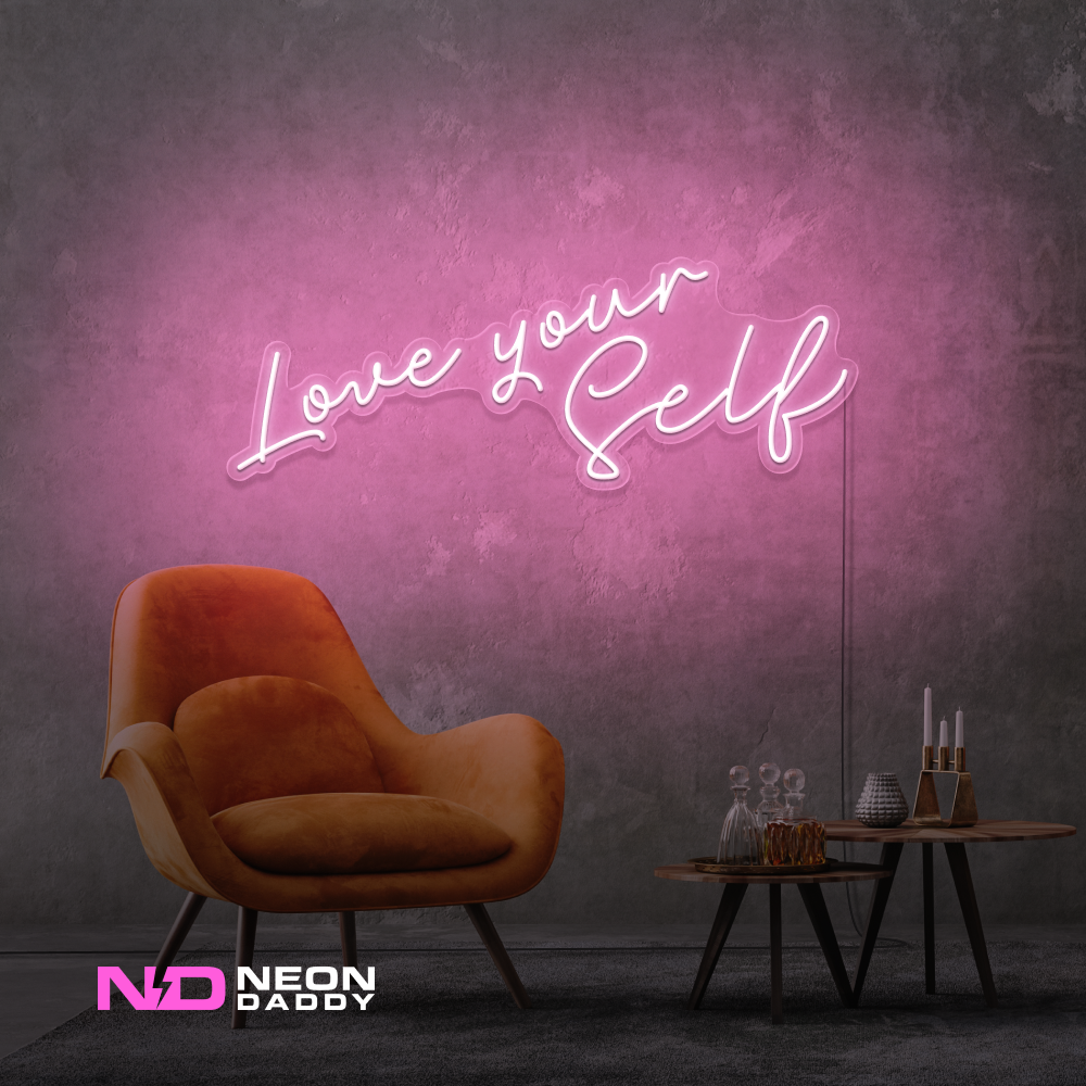Color: Light Pink 'Love Yourself' - LED Neon Sign - Affordable Neon Signs