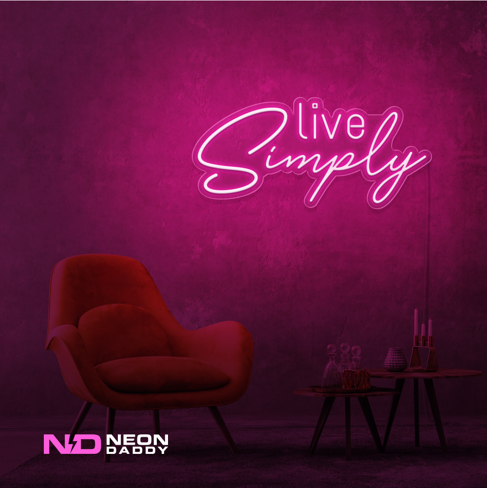 Color: Hot Pink 'Live Simply' - LED Neon Sign - Affordable Neon Signs