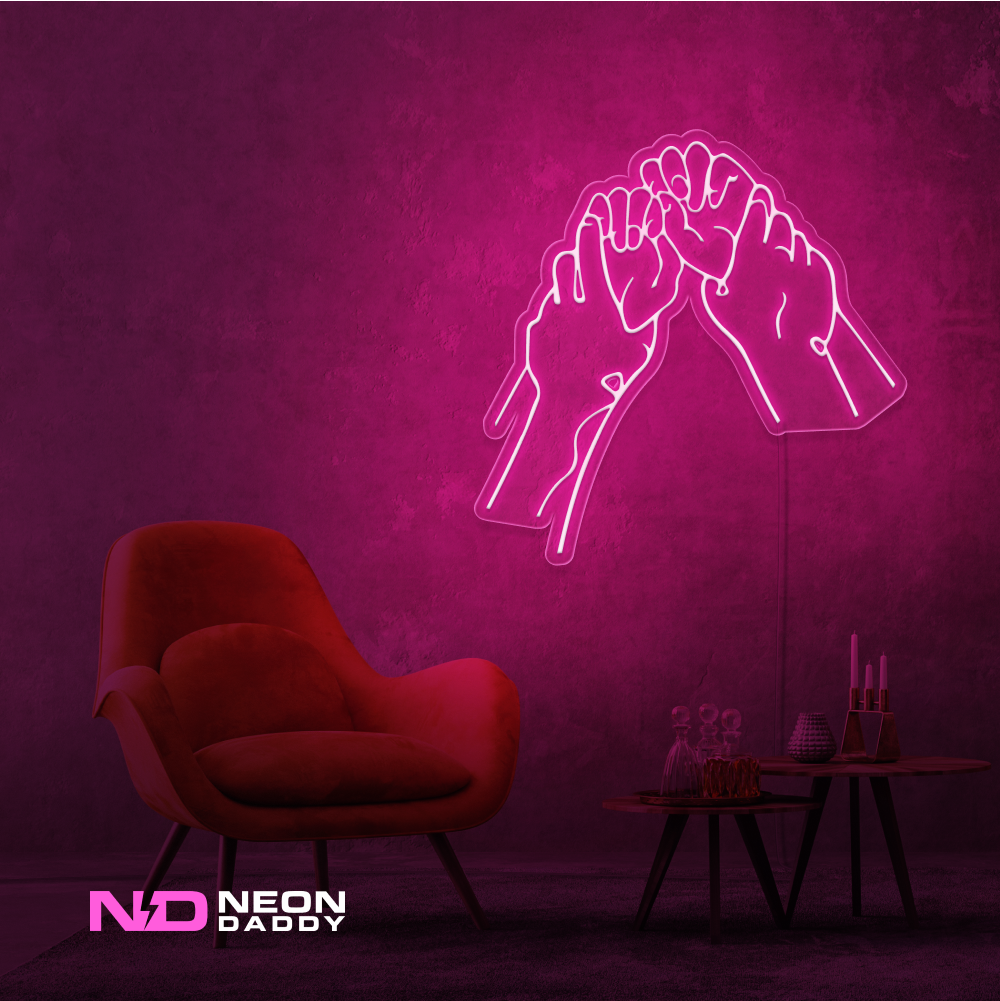 Color: Hot Pink 'Naughty Hands' LED Neon Sign - Boujee Neon Signs