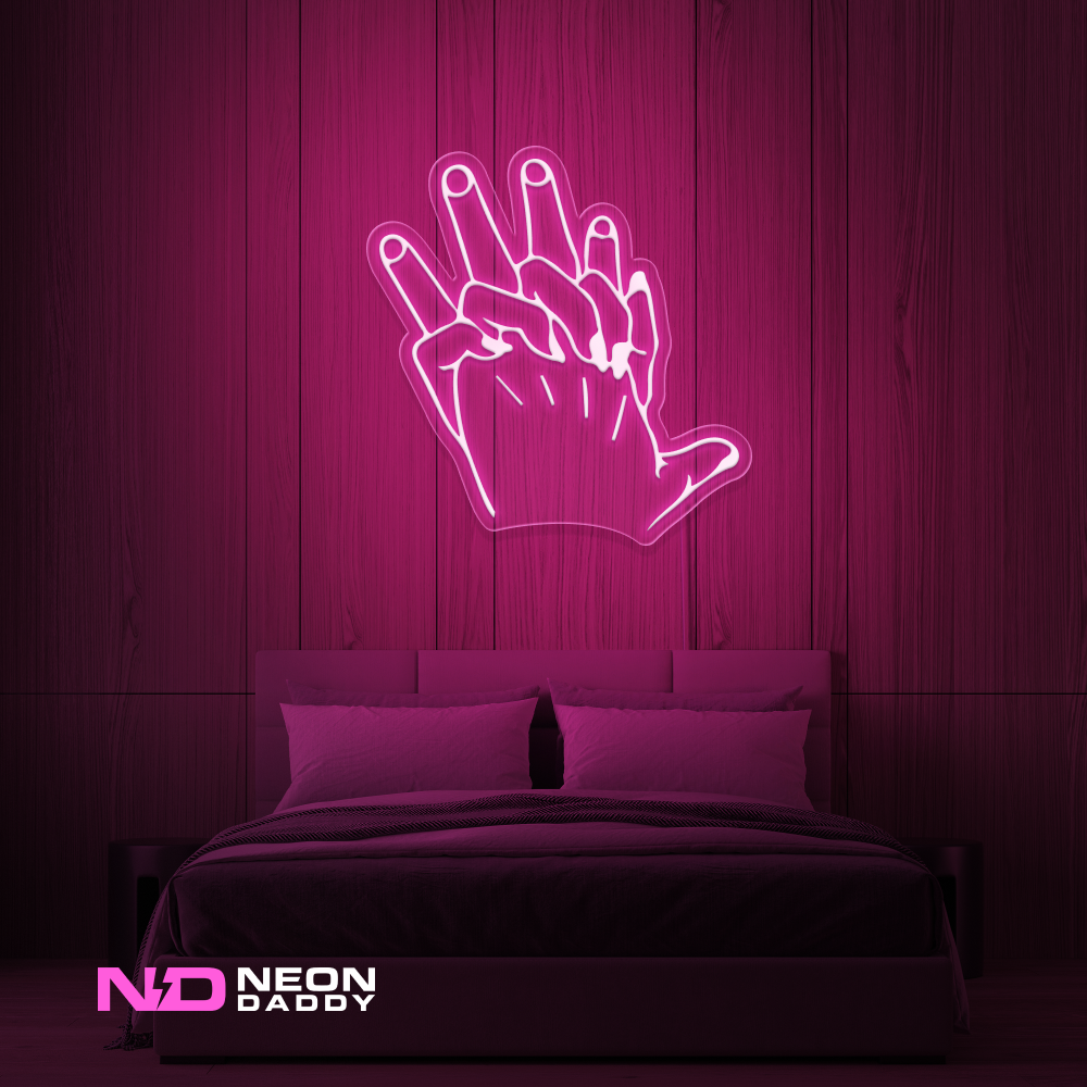 Color: Hot Pink 'Hand Holding' LED Neon Sign - Romantic Neon Signs