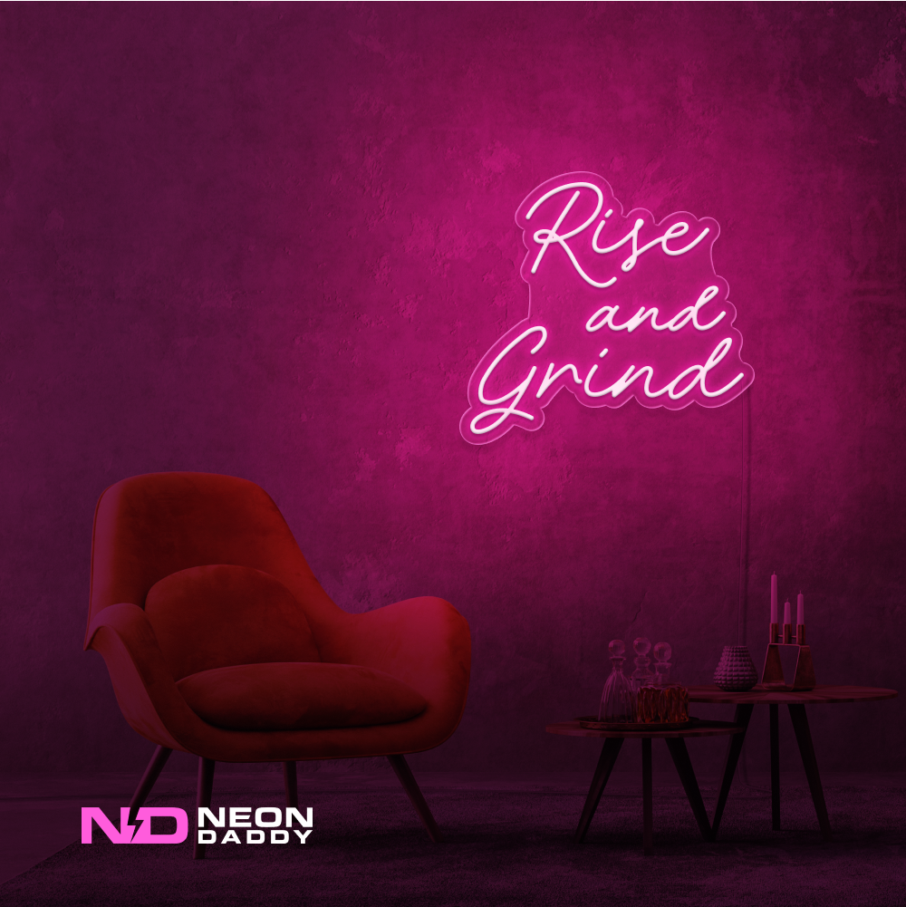 Color: Hot Pink 'Rise and Grind' LED Neon Sign