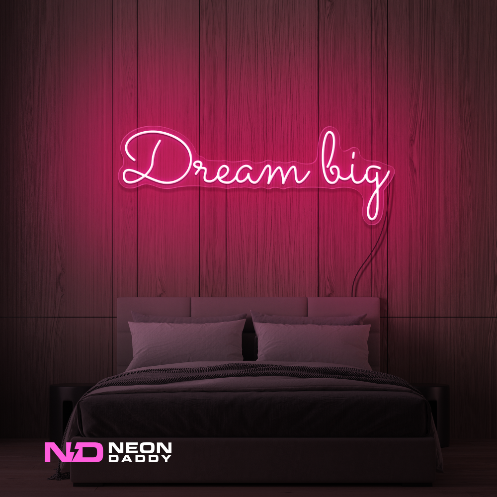 Color: Hot Pink 'Dream Big' LED Neon Sign - Affordable Neon Signs
