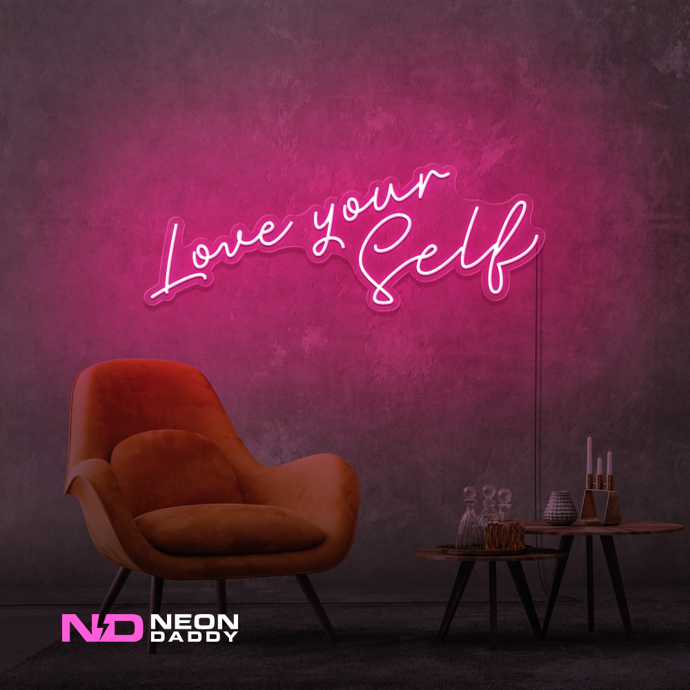 Color: Hot Pink 'Love Yourself' - LED Neon Sign - Affordable Neon Signs